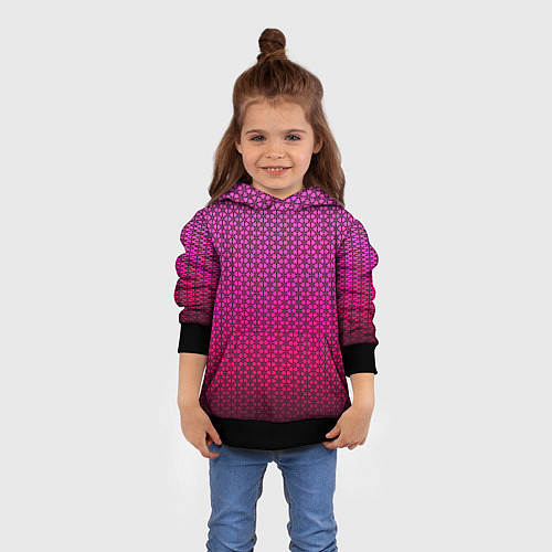 Детская толстовка Градиент розовый с рисунком / 3D-Черный – фото 4