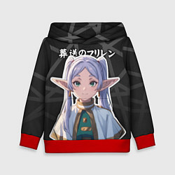 Толстовка-худи детская Фрирен - милые ушки эльфийки, цвет: 3D-красный