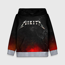 Толстовка-худи детская Никита в стиле Металлика - огонь и искры, цвет: 3D-меланж