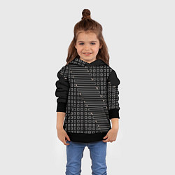 Толстовка-худи детская Чёрный абстрактный с квадратами, цвет: 3D-черный — фото 2