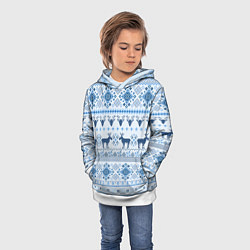 Толстовка-худи детская Blue sweater with reindeer, цвет: 3D-белый — фото 2