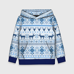 Толстовка-худи детская Blue sweater with reindeer, цвет: 3D-синий