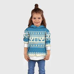 Толстовка-худи детская Sweater with deer on a blue background, цвет: 3D-белый — фото 2