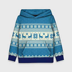 Толстовка-худи детская Sweater with deer on a blue background, цвет: 3D-синий