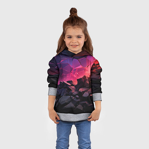Детская толстовка Темные фиолетовые камни текстура / 3D-Меланж – фото 4