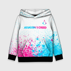 Толстовка-худи детская Assassins Creed neon gradient style посередине, цвет: 3D-черный