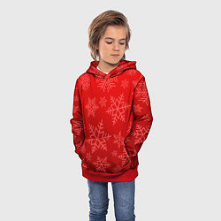 Толстовка-худи детская Красные снежинки, цвет: 3D-красный — фото 2