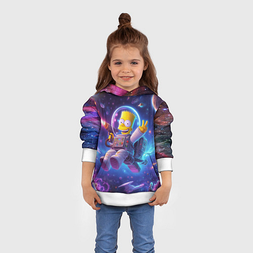Детская толстовка Барт Симпсон с лазерным пистолетом в космосе / 3D-Белый – фото 4