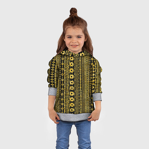 Детская толстовка Африканские узоры жёлтый на чёрном / 3D-Меланж – фото 4