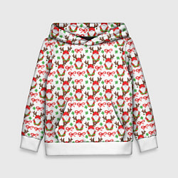 Толстовка-худи детская Новогодний гном с рогами, цвет: 3D-белый