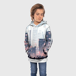 Толстовка-худи детская Безмятежный город, цвет: 3D-белый — фото 2