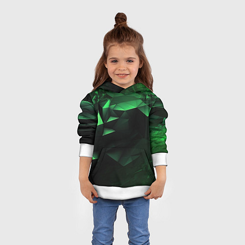 Детская толстовка Видение зеленого в абстракции / 3D-Белый – фото 4