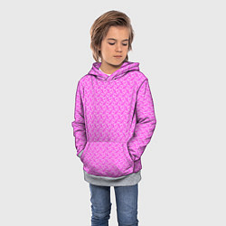 Толстовка-худи детская Маленькие сердечки паттерн розовый, цвет: 3D-меланж — фото 2
