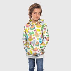 Толстовка-худи детская Капибары на отдыхе, цвет: 3D-белый — фото 2