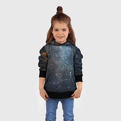 Толстовка-худи детская Темное космическое звездное небо, цвет: 3D-черный — фото 2