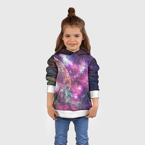 Детская толстовка Пурпурные космические туманности со звездами / 3D-Белый – фото 4
