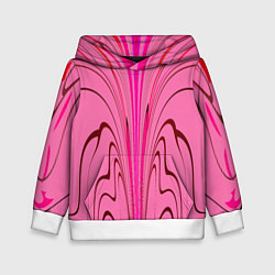 Толстовка-худи детская Плавные линии на розовом фоне, цвет: 3D-белый