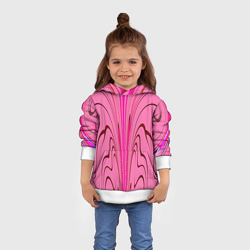 Детская толстовка Плавные линии на розовом фоне / 3D-Белый – фото 4