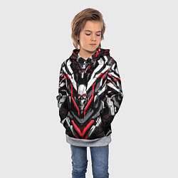 Толстовка-худи детская Красный скелетный киберпанк доспех, цвет: 3D-меланж — фото 2