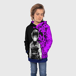 Толстовка-худи детская Маки Зенин и фиолетовый огонь - Магическая битва, цвет: 3D-синий — фото 2