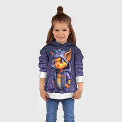 Толстовка-худи детская Дракончик и снежинки, цвет: 3D-белый — фото 2