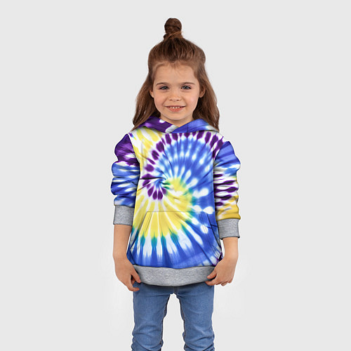 Детская толстовка Тай дай наутилус в сиреневом, голубом и желтом цве / 3D-Меланж – фото 4