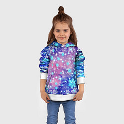 Толстовка-худи детская Снежинки - морозный паттерн, цвет: 3D-белый — фото 2
