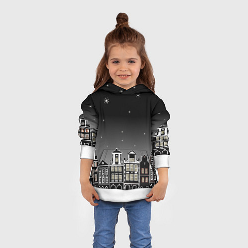 Детская толстовка Ночной город и звездное небо / 3D-Белый – фото 4
