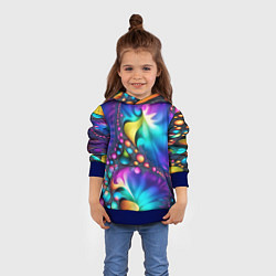 Толстовка-худи детская Розово синий фрактал, цвет: 3D-синий — фото 2