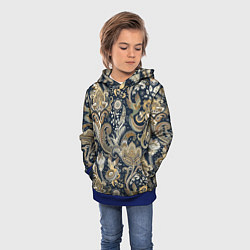 Толстовка-худи детская Индийские этнические узоры пейсли, цвет: 3D-синий — фото 2
