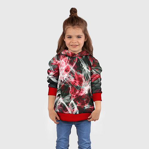 Детская толстовка Серые узоры дым / 3D-Красный – фото 4