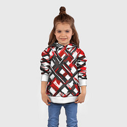 Толстовка-худи детская Красные и чёрные мазки, цвет: 3D-белый — фото 2