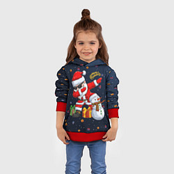 Толстовка-худи детская Санта Клаус и снеговик, цвет: 3D-красный — фото 2