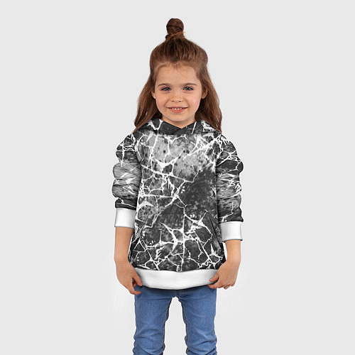 Детская толстовка Абстракция - белые трещины на сером фоне / 3D-Белый – фото 4