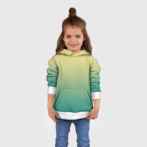 Детская толстовка Градиент жёлто-зелёный приглушённый / 3D-Белый – фото 4