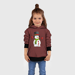 Толстовка-худи детская Радостный снеговик машет руками, цвет: 3D-черный — фото 2