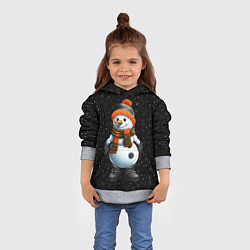 Толстовка-худи детская Снеговик и снежинки, цвет: 3D-меланж — фото 2