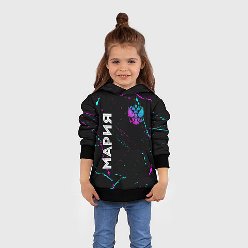 Детская толстовка Мария и неоновый герб России вертикально / 3D-Черный – фото 4