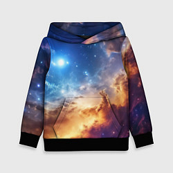 Толстовка-худи детская Оранжевая небула космос, цвет: 3D-черный