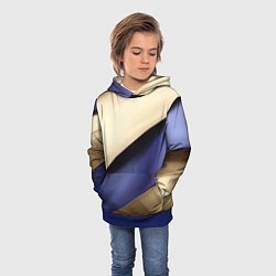 Толстовка-худи детская Фиолетовая вставка на золотом фоне, цвет: 3D-синий — фото 2