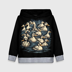 Толстовка-худи детская Утки в пруду, цвет: 3D-меланж