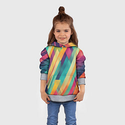 Толстовка-худи детская Цветные диагональные полосы, цвет: 3D-меланж — фото 2