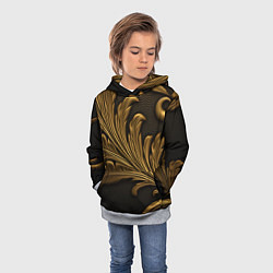 Толстовка-худи детская Золотые узоры листья объемные, цвет: 3D-меланж — фото 2