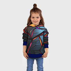 Толстовка-худи детская Разлом синих плит абстракт, цвет: 3D-синий — фото 2