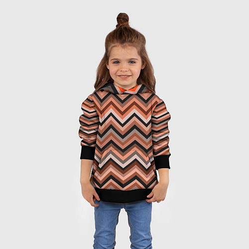 Детская толстовка Ломаные полосы коричневый / 3D-Черный – фото 4