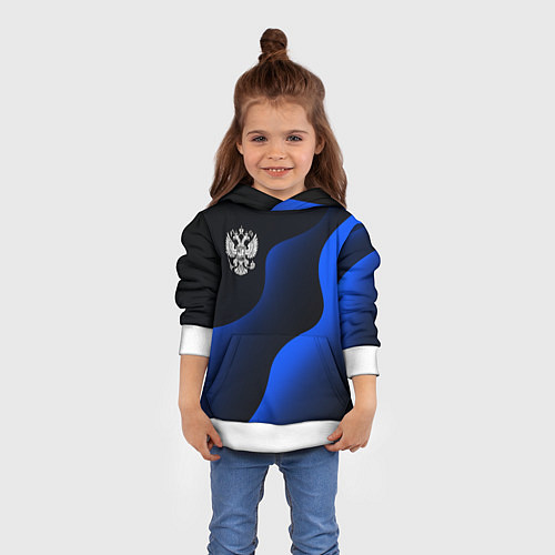 Детская толстовка Герб РФ - глубокий синий / 3D-Белый – фото 4