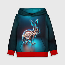 Толстовка-худи детская Прозрачный стеклянный кролик, цвет: 3D-красный