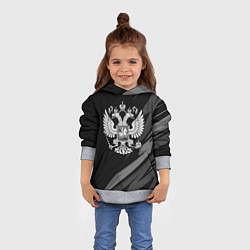 Толстовка-худи детская Герб России - черно-белая абстракция, цвет: 3D-меланж — фото 2