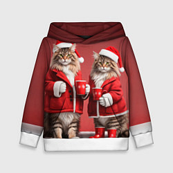 Детская толстовка С новым котом - два кота в костюмах Санты