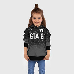 Толстовка-худи детская GTA 6 glitch на темном фоне посередине, цвет: 3D-черный — фото 2